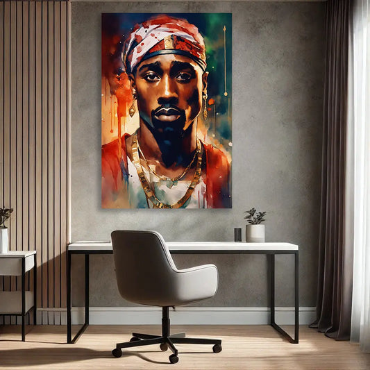 Le Tableau 2Pac illumine la pièce avec ses couleurs vives et son style Street Art saisissant. Ce tableau ethnique s'intègre facilement dans un décor urbain ou moderne, apportant une touche de Tableau Street Art à l'espace.