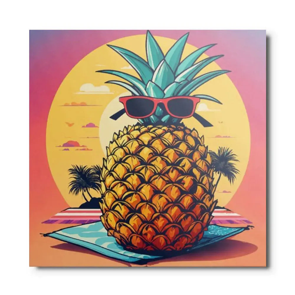 Le Tableau Ananas à lunettes se distingue par ses couleurs éclatantes et son design original. Ce tableau moderne attire l’attention avec son style Pop Art et ses détails amusants.