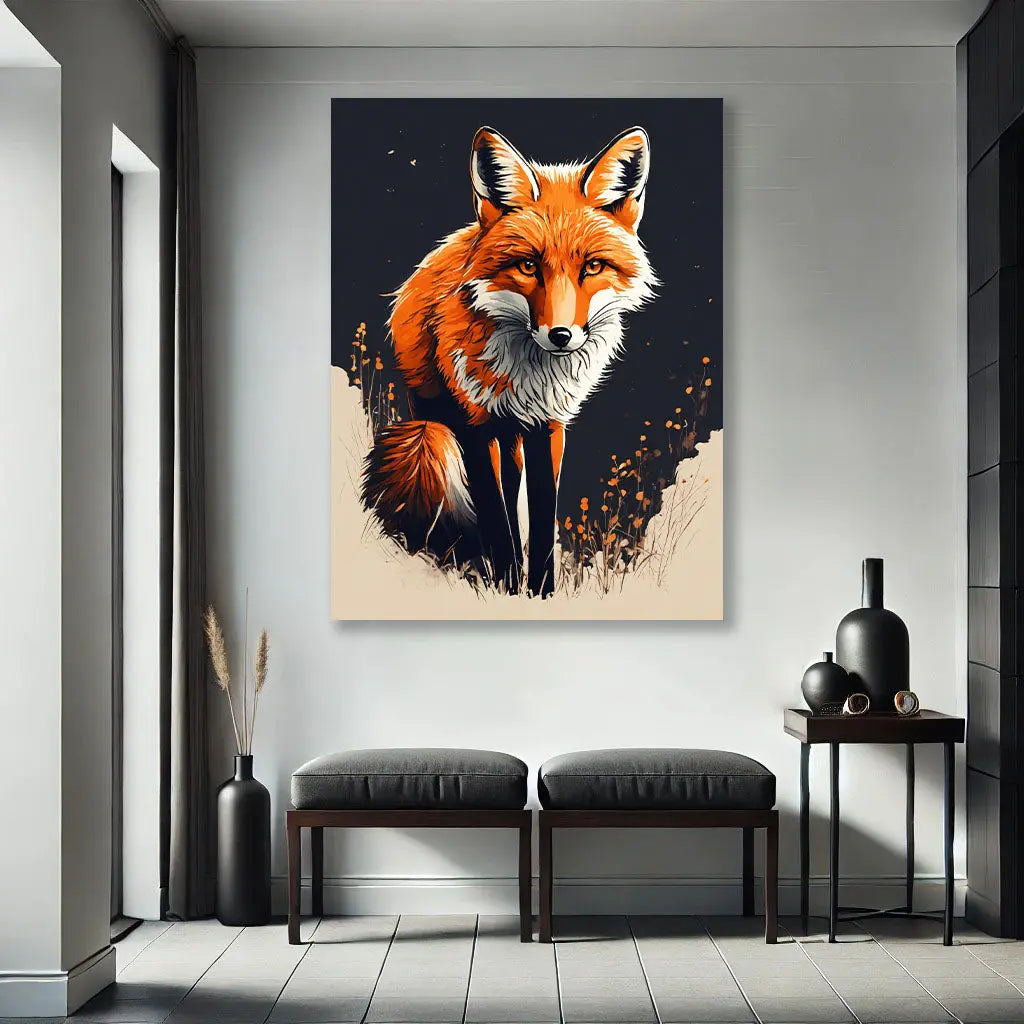 Le Tableau Renard, avec ses détails délicats et son style illustratif, s’intègre parfaitement dans un salon ou une chambre, apportant une touche de nature et d’élégance à la décoration.